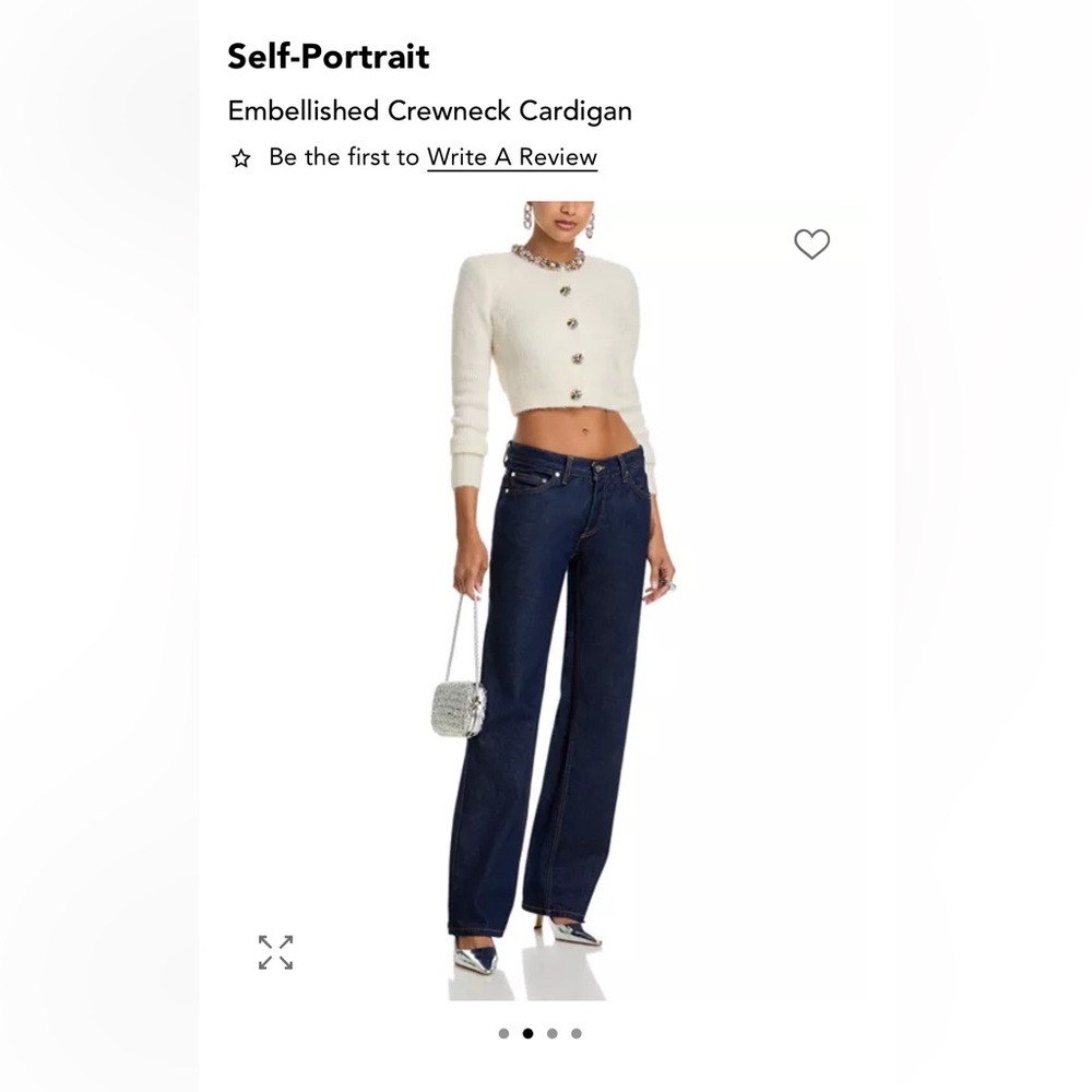 Self portrait STRASS EMBELLISHED CREW NECK CROPPED CARDIGAN